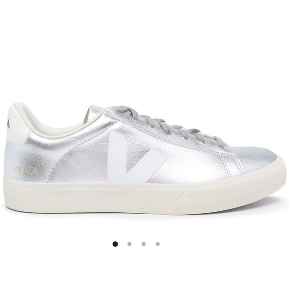 VEJA Campo Chromefree Sneakers in Silver White - Picture 1 of 5